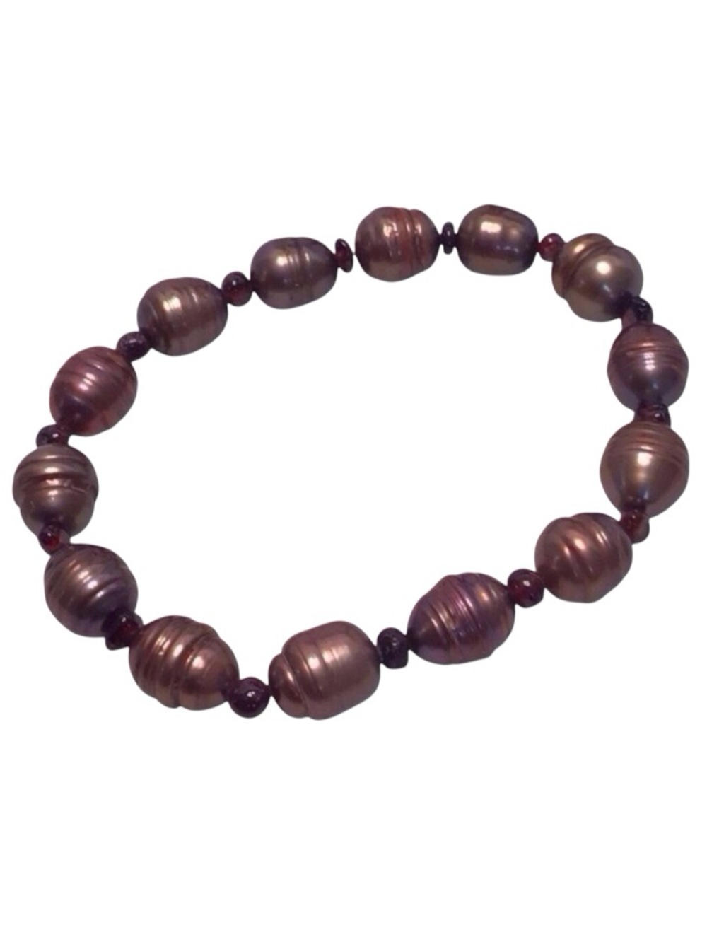 Handmade Pinkish Brown Elastic Beaded Bracelet.